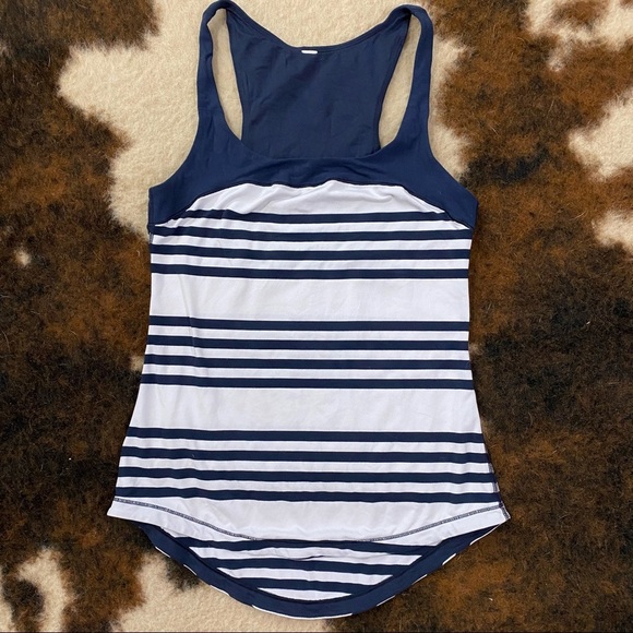 Lululemon First Base Run Tank Ocean Quiet Stripe - Picture 1 of 6